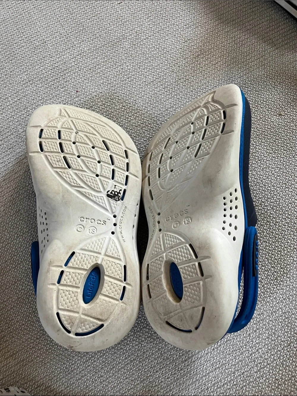 3/$15 CROCS Boy,s Navy and Bright Blue Slip-On Clog with Heel Strap